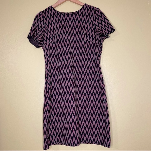 Calvin Klein Short Sleeve Red Chevron Zig Zag Career Shift Dress - Picture 1 of 5